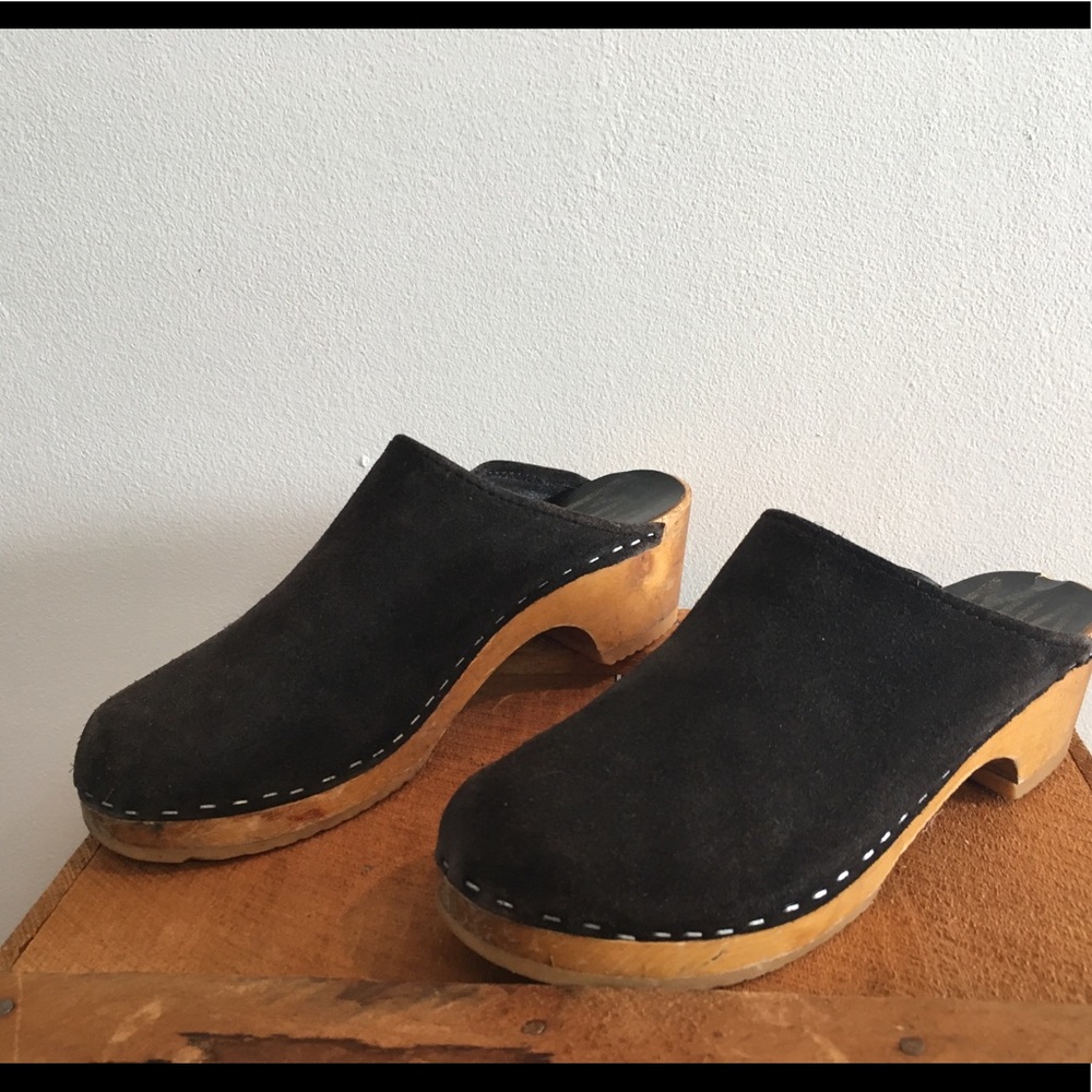 MIA Swedish wooden & suede clogs